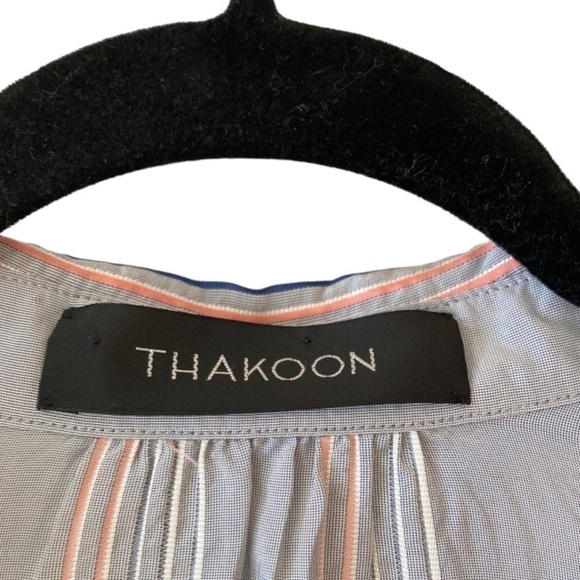 Thakoon Silk Blend Striped Button Front Blouse - Picture 9 of 12